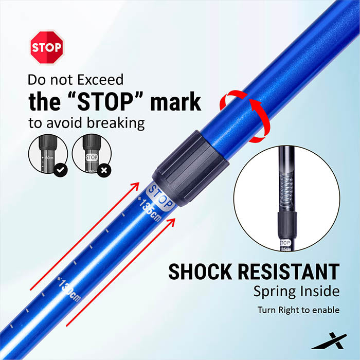 Vector X Trekking Poles Shock Absorbing Adjustable Hiking or Walking Sticks for Hiking Collapsible Strong,Lightweight Walking Pole, All Terrain Accessories and Carry Bag