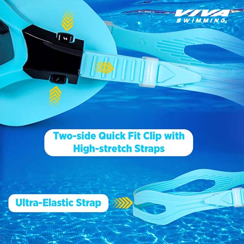 Viva Swimming Discovery Mask Goggle Comfortable Cushioned with Adjustable Head Strap Adult Swimming Goggles | Anti Fog, UV Protection, No Leakage, 180° Clear Wide Vision for Adults Men Women Teenagers