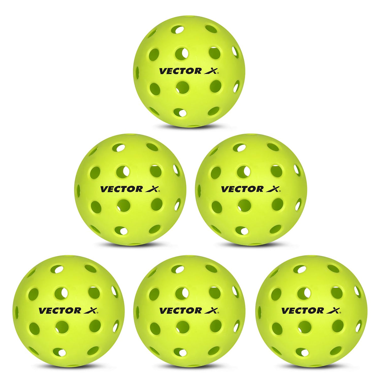 Vector X Pickleball-Softer Feel Recreational & Club Play Pickleball for Tournament and Competition, Perfectly Balanced, High Bounce True Flight, Ideal for All Skill Levels (Pack of 6)