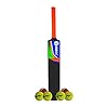 Rmax Black Hybrid Plastic Bat Combo with 6 Pace Heavy Tennis ball 3 Red & 3 Green | Kibi Sports Belco