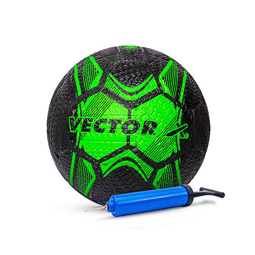 Vector X Street Soccer Rubber Moulded Indoor/Outdoor Water-Resistant Football + Pump with Butyl Bladder, Size 5, Suitable for Match and Training for Adults 15+ Years