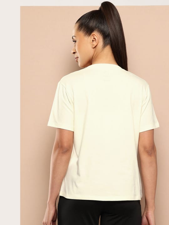 Women Cotton Lycra Tee Off White