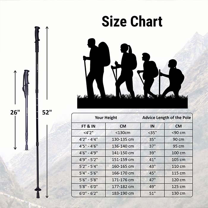 Vector X Trekking Poles Shock Absorbing Adjustable Hiking or Walking Sticks for Hiking Collapsible Strong,Lightweight Walking Pole, All Terrain Accessories and Carry Bag