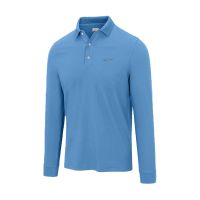 Greg Norman Men's Classic Pique Shark Long Sleeve Golf Polo - Riverside Blue