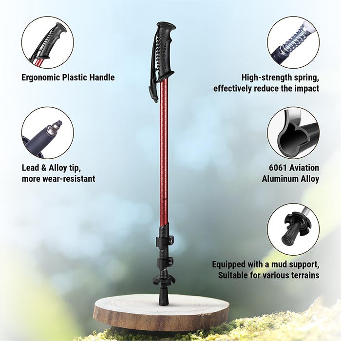 Vector X Trekking Poles Shock Absorbing Adjustable Hiking or Walking Sticks for Hiking Collapsible Strong,Lightweight Walking Pole, All Terrain Accessories and Carry Bag