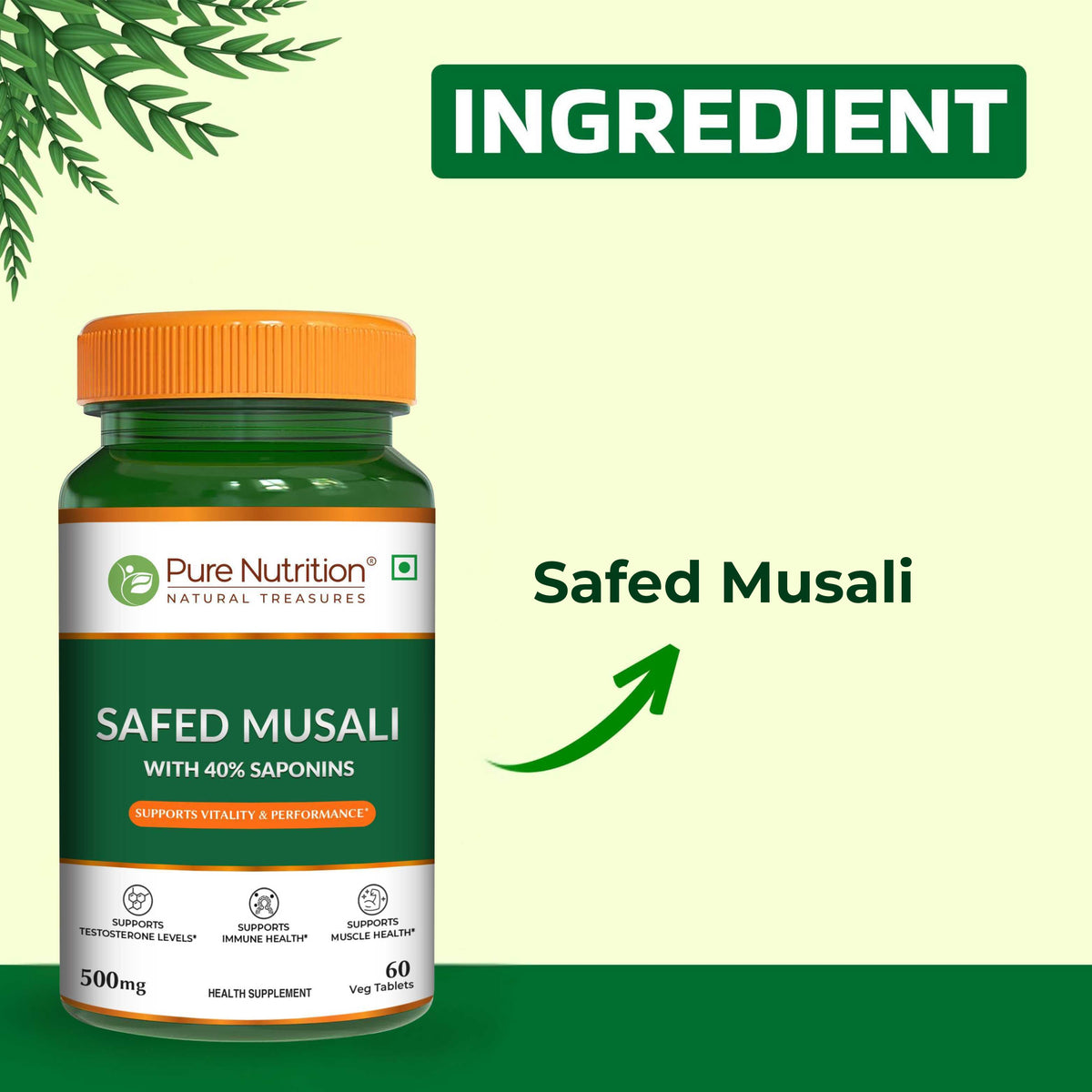 Safed Musli Capsules Ayurvedic Vitality & Energy Supplement | 60 Veg Tablets