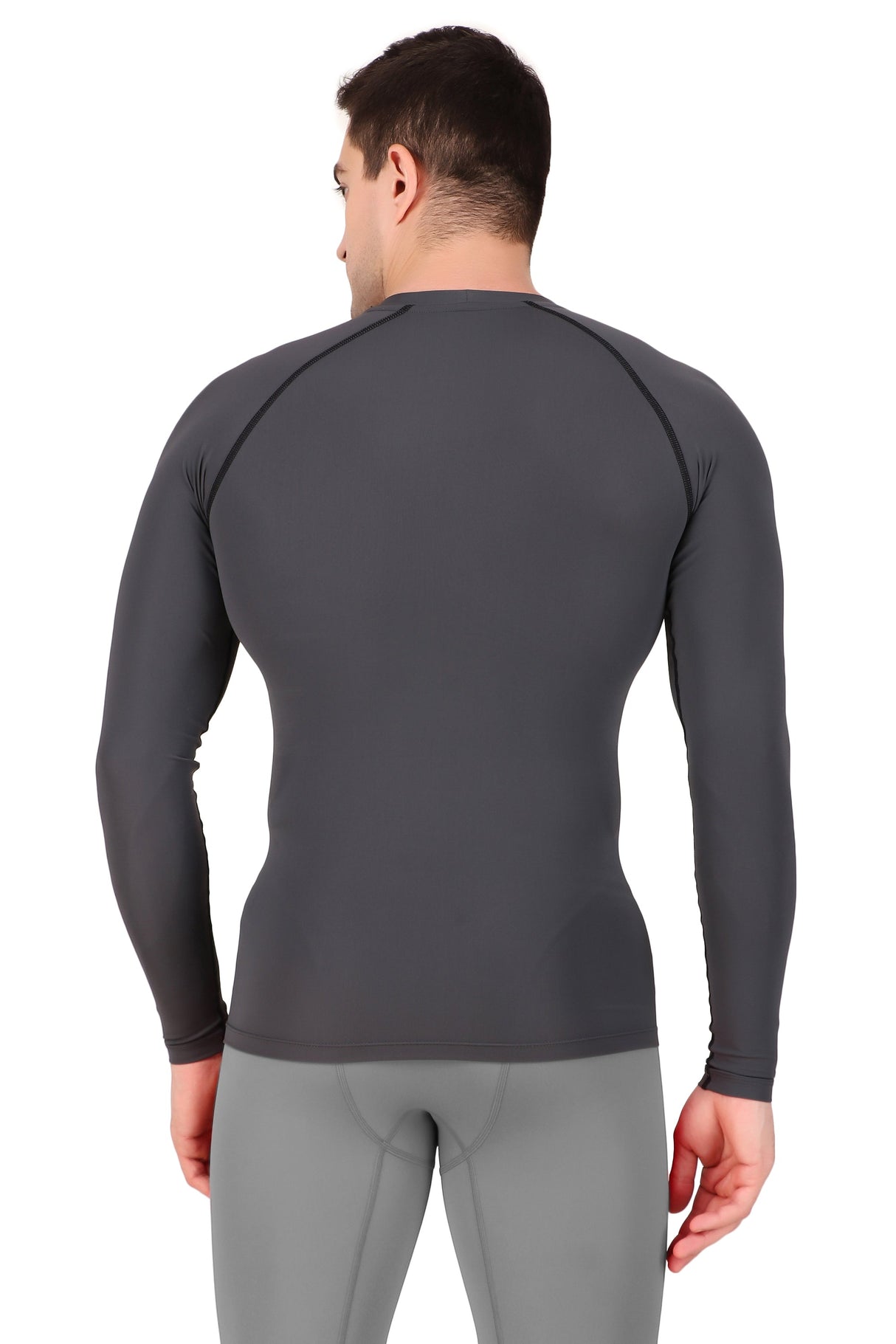 Nylon Compression Tshirt Full Sleeve Tights For Men (Dark Grey)