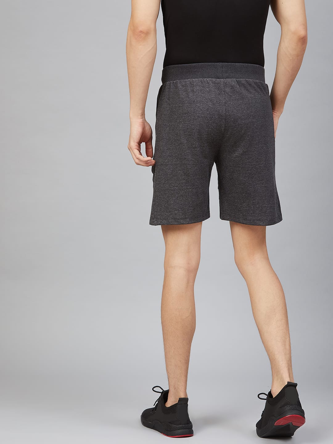 Alcis Men Charcoal Grey Solid Regular Fit Sports Shorts