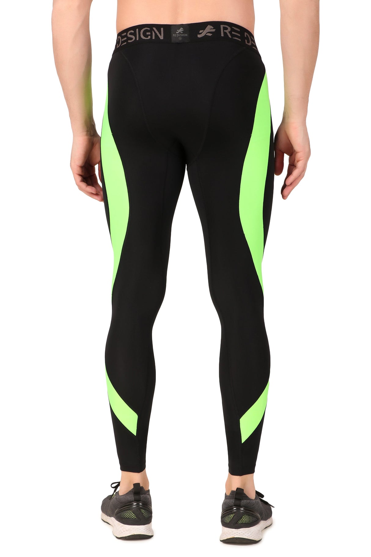 Nylon Compression Pant and Full Tights For Men (BLACK/NEON GREEN)
