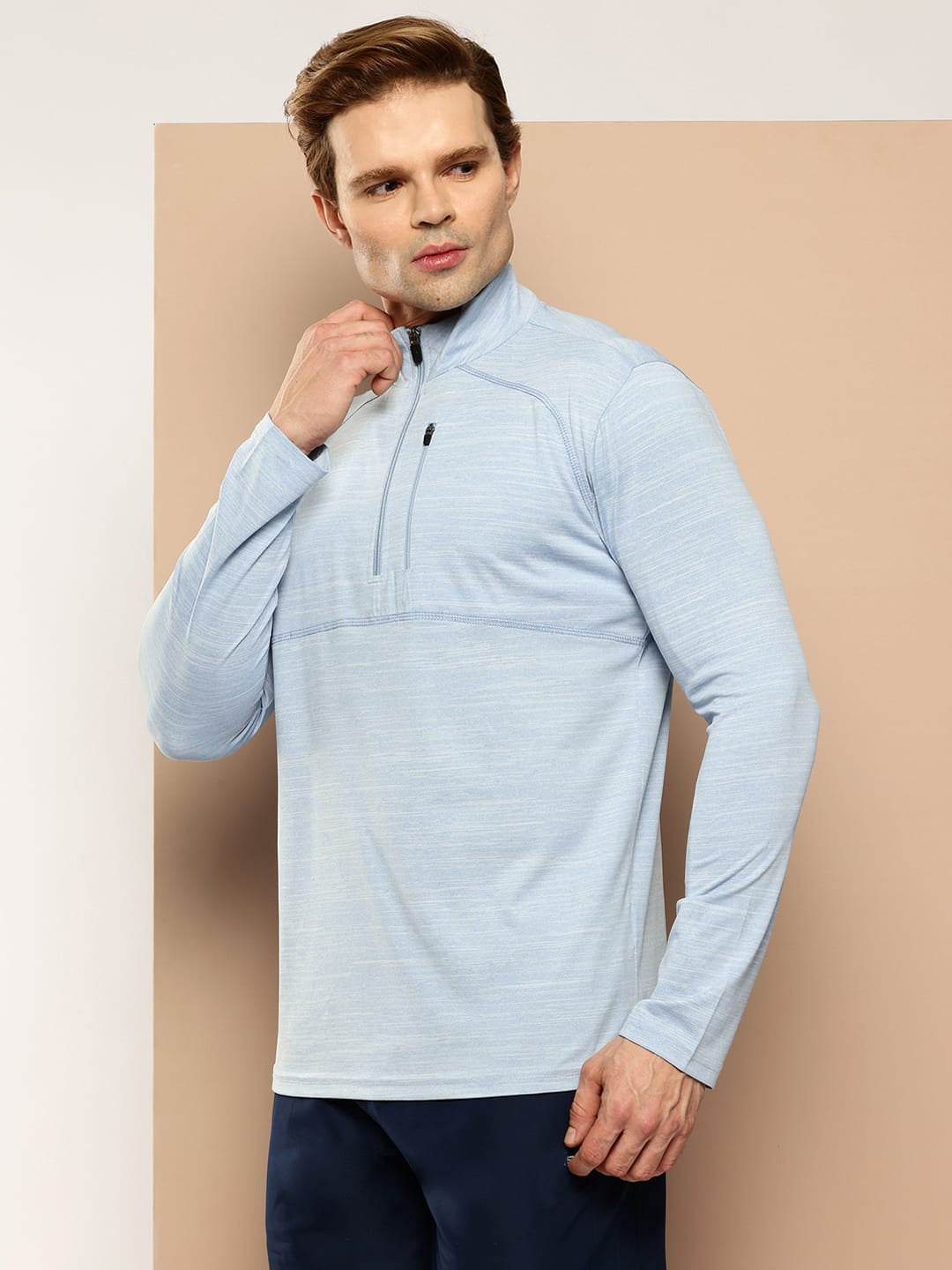 ALCIS MEN BLUE ZIPFLEX TEE