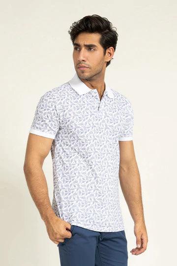 White Printed Polo | Cougar - KIBI SPORTS