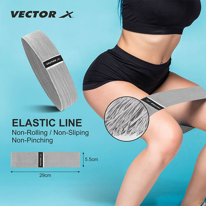 Vector X Fabric Resistance Band -Loop Band for Exercise Hip Band for Hip, Legs, Stretching, Toning Workout. Mini Loop Booty Bands for Glutes, Squats Exercise Usable in-Home & Gym