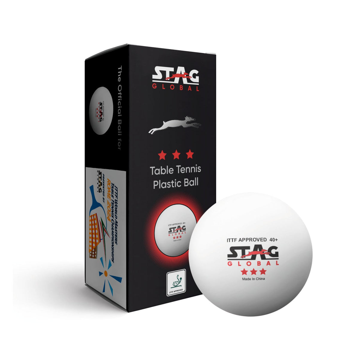 STAG GLOBAL Special Edition : Rome 2024 3 Star 40+ MM Table Tennis Ball