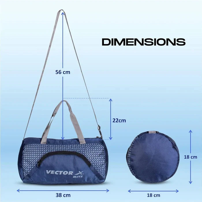 Vector X Blitz Gym Bag Combo for Men ll Gym Bag with Shoe Compartment and, Black Bottle, Black Wristband, Black Gloves ll Gym Bag & Fitness Kit & Gym Bag Combo