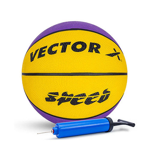 Vector X 8 Panel Speed Rubber Moulded Indoor/Outdoor Basketball with Butyl Bladder (Suitable for Practice/Match/Training) + Free Air Needle