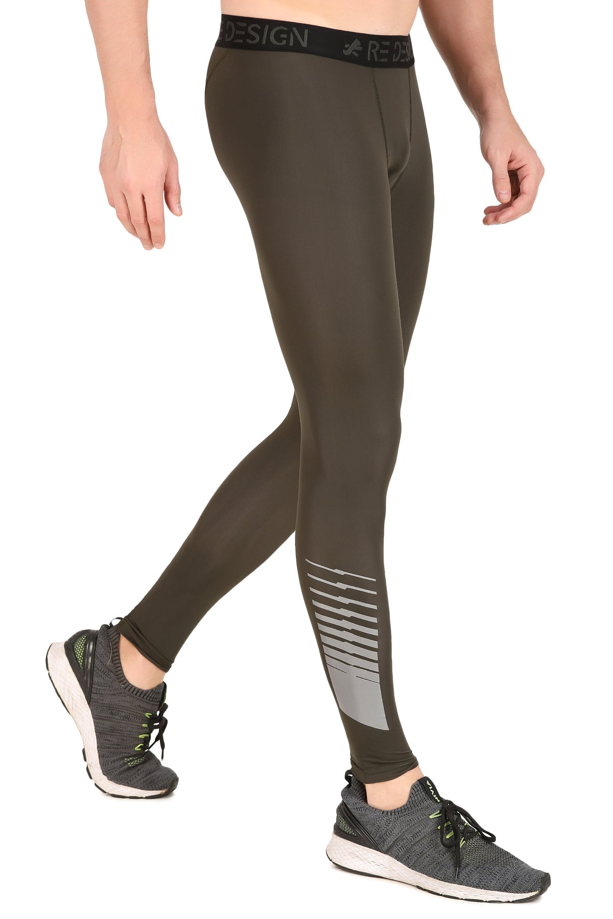 Men's Nylon Reflective Compression Pant (Military Green)