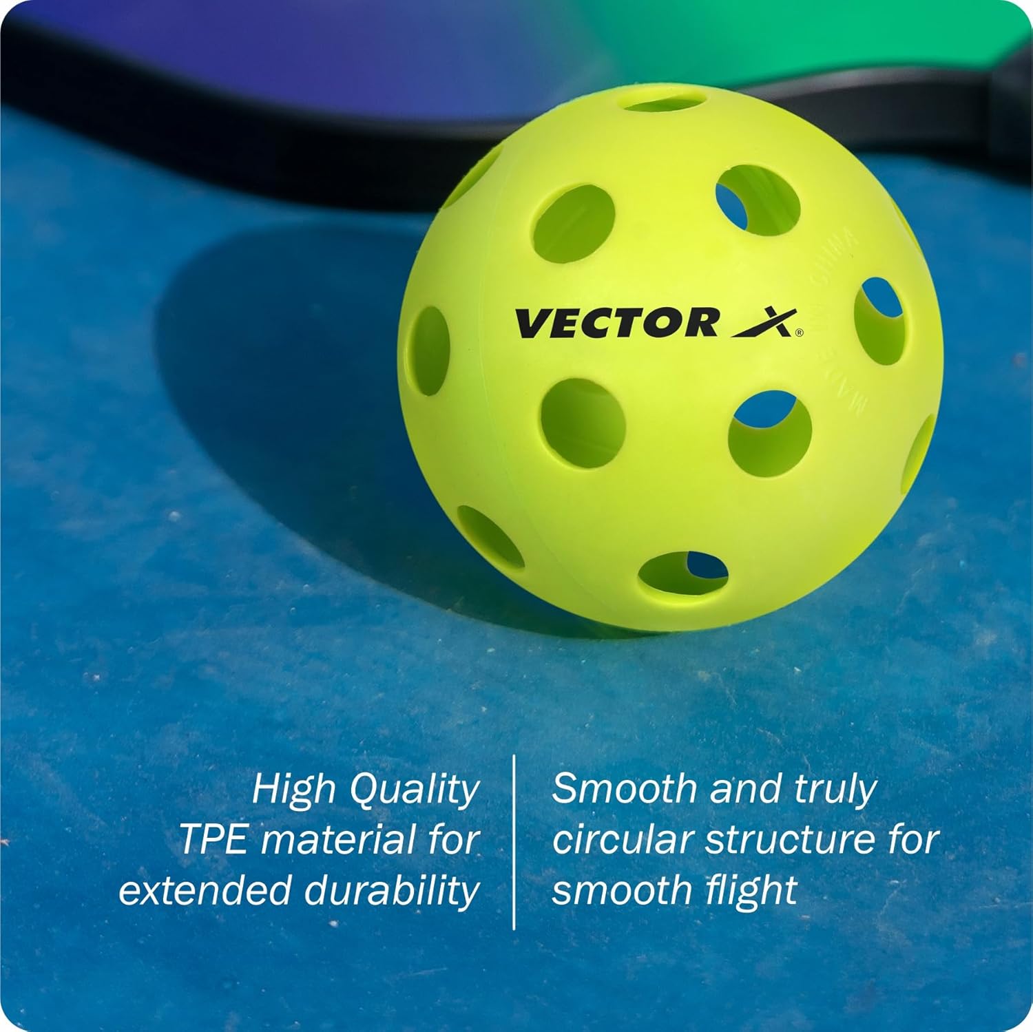 Vector X Pickleball-Softer Feel Recreational & Club Play Pickleball for Tournament and Competition, Perfectly Balanced, High Bounce True Flight, Ideal for All Skill Levels (Pack of 6)