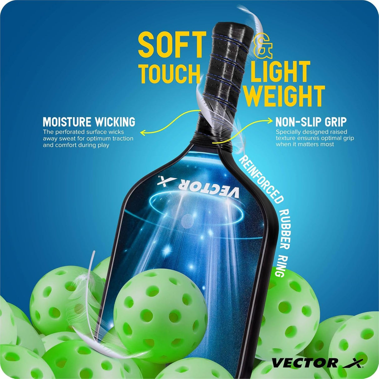Vector X Graphite Pickle Bat 16 MM, Lightweight Carbon Fiber Material, Face Honeycomb Composite Core Paddle Low Edge Guard, Durable, Lightweight Pickleball Racket