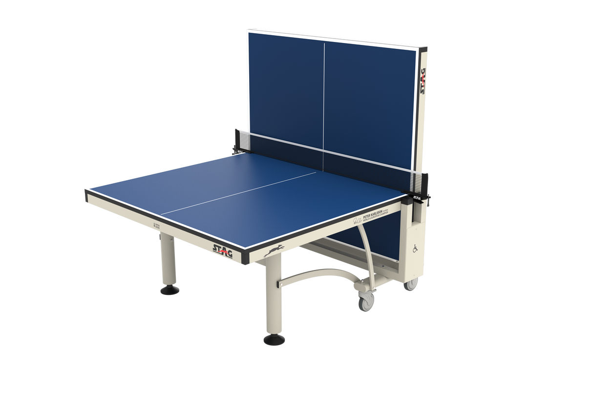 STAG GLOBAL Peter Karlsson Table Tennis Table | High Level Competition TT Table | with 2 TT Rackets | 6 Balls | 1 Table Cover | Clamp Net