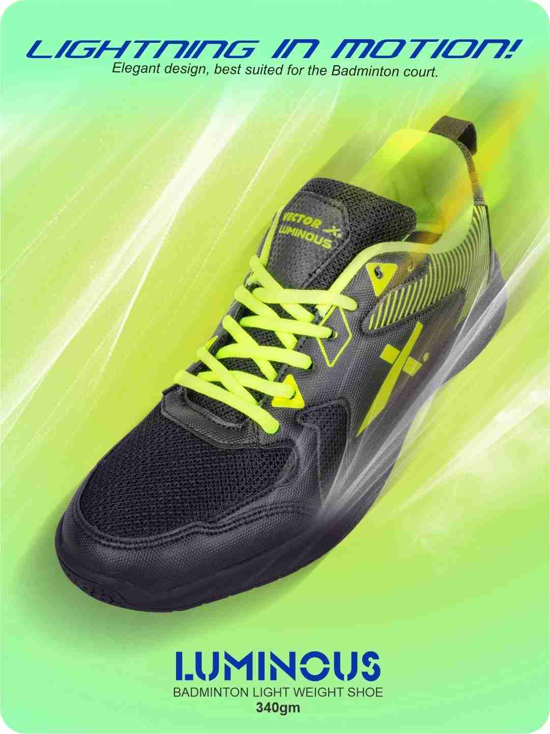 Vector X Luminous Tennis/Badminton Court Shoe, Elegent Design, Rubber Sole, Slip Resistance, Light Weight, EVA Insocks for Comfort