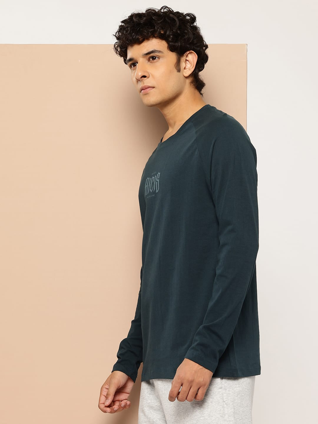 ALCIS MEN TEAL GRUNGE MARK REGLAN TEE