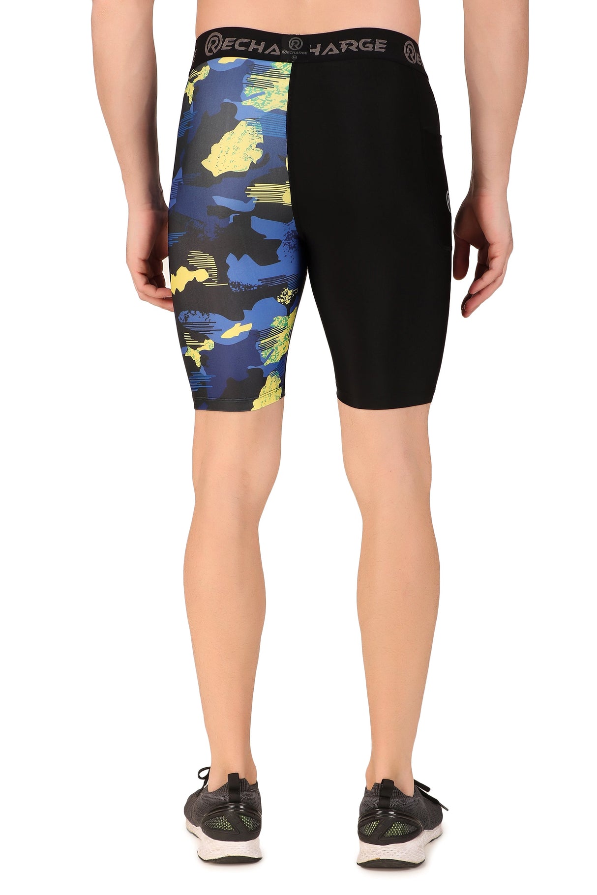 Men's Polyester Pocket Compression Shorts (1L Blue Camo)