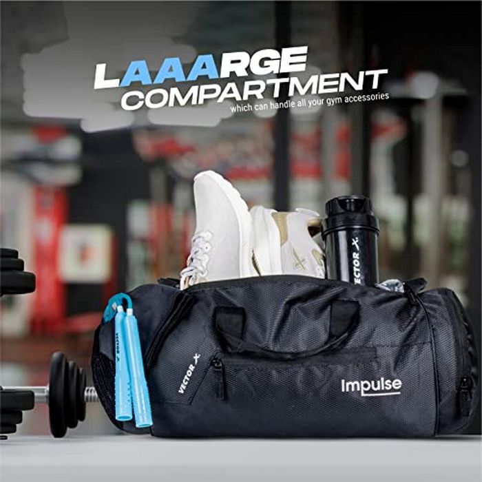 Vector X Gym Duffel 26L Sports Bag for Men and Women Polyester | Large Compartment | Front Utility Pocket | Mesh Side Pocket | Durable Base | Adjustable Shoulder Strap Travel Bag
