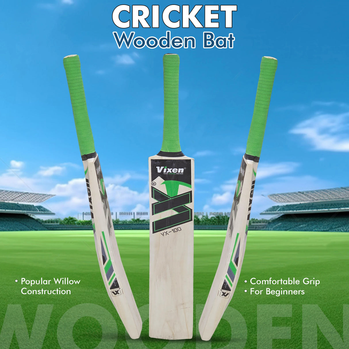CRICKET BAT WOODEN VX-100