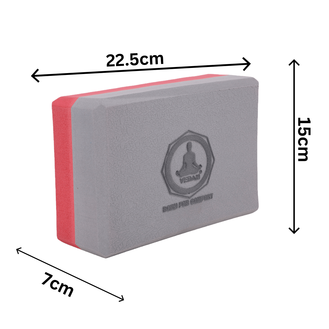 Vedam High Density EVA Foam Yoga Block Set of 2 For Men & Women (Red/Grey)
