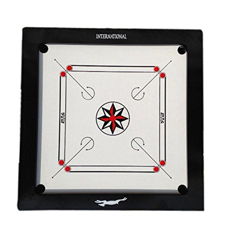 STAG GLOBAL International Carrom Board 4" With Wheels | 29x29 Inch Premium Play Area | 12mm Prelaminated Particle Board