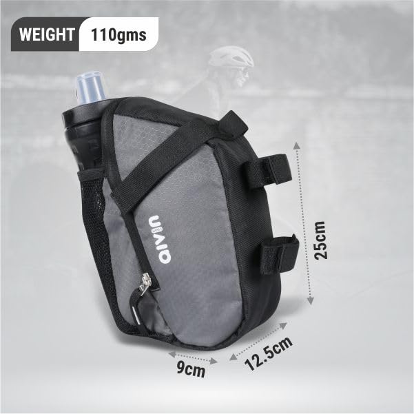 Aivin Saddle Bag with Pouch for carring Water Bottle Bicycle Under Seat Bag, Travel Bag, Cycle Accessories for Tools, Mobile Phones Bicycle Storage Bag, Carrier for All Bikes (Black/Grey)