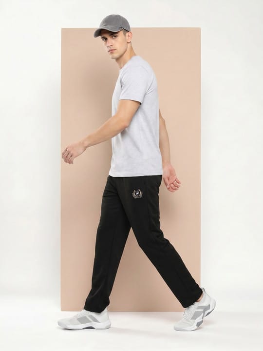 Black Slant Panel Track Pant