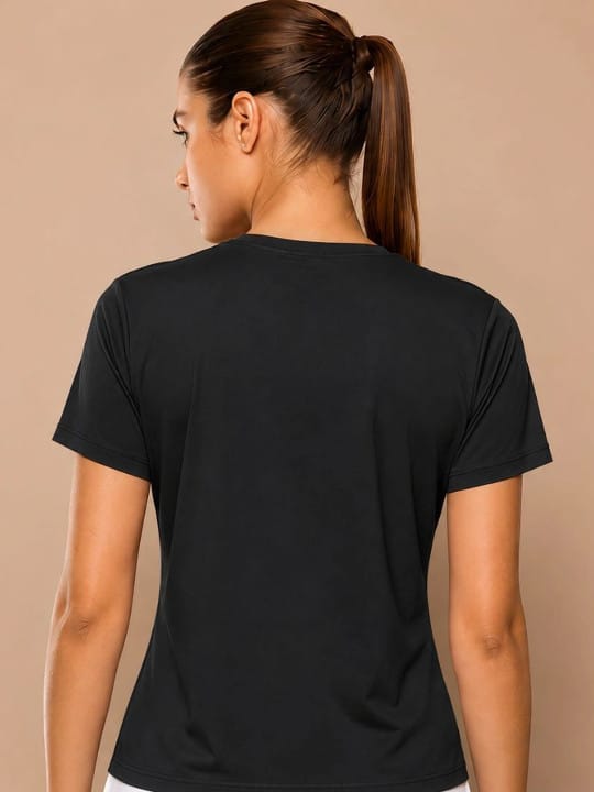 Black Cotton Lycra Tee