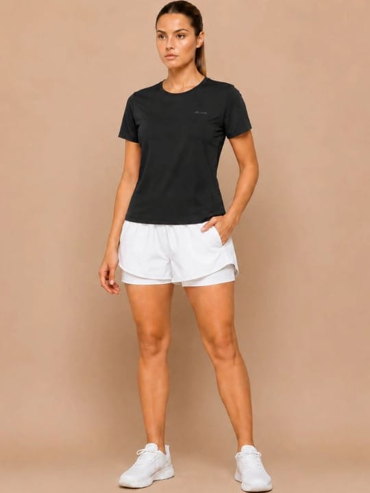 Black Cotton Lycra Tee