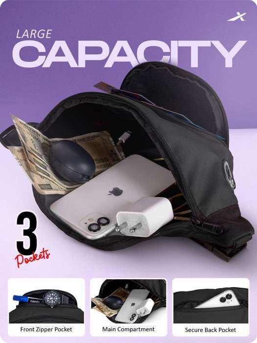Vector X Stylish Waist Travel Hiking Chest/Fanny Bag with Adjustble Waist Belt, Pouch Sports Pack for Men and Women Premium Stitching, Handy,Versatile, Waterproof Bum Bag