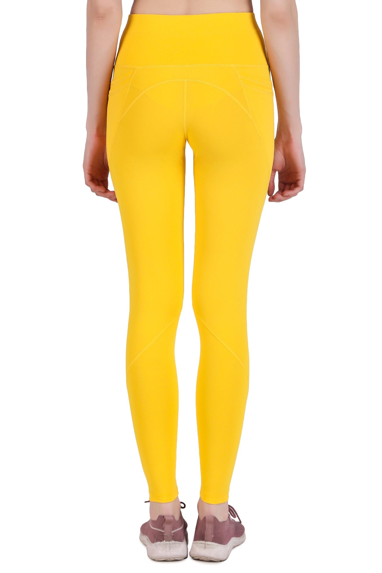 Nylon 4 Pocket Compression Legging/Tights For Women (Yellow)