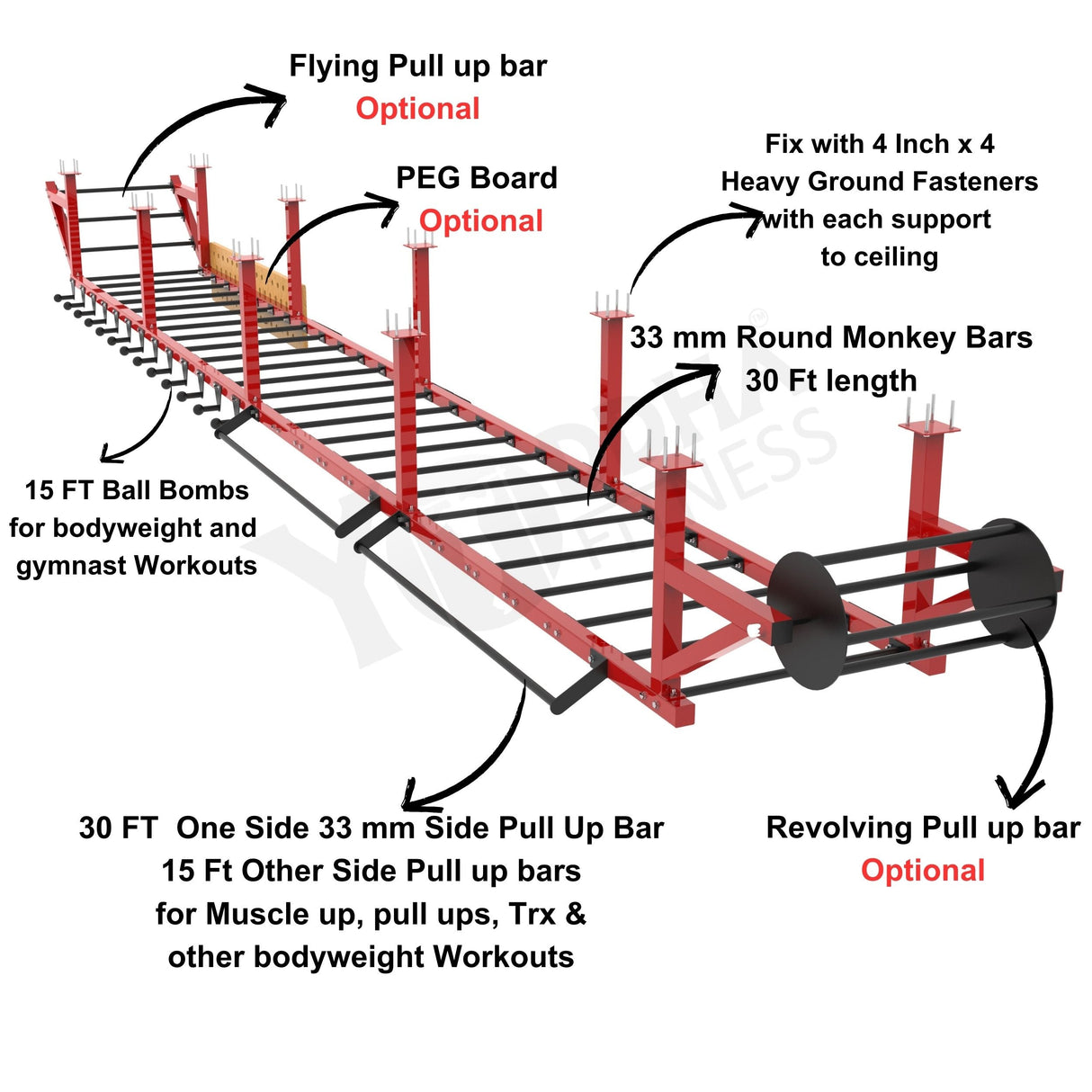 Monkey Bar - Ceiling Mounted - 30 Ft