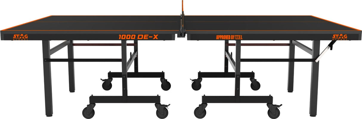 STAG GLOBAL 1000 DE-X Table Tennis Table | Full Size Professional Table with 1 Table Cover | 2 TT Rackets | 6 Balls | 1 Clamp Net