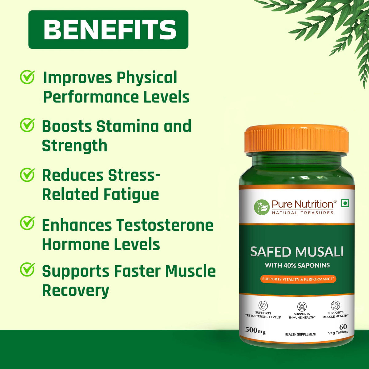 Safed Musli Capsules Ayurvedic Vitality & Energy Supplement | 60 Veg Tablets
