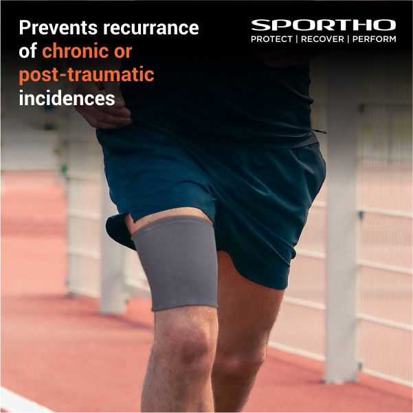 NIVIA Super Soft Thigh Support - Slip in , Thigh or Calf Compression, For Shock Absorption Available in S | M | L | XL & GreyColor , Used for All kind of impact Sports