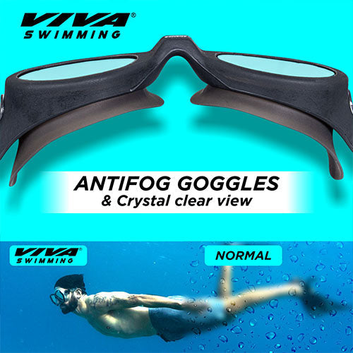 Viva Swimming VIVA-200 Swimming Goggles with Free Protective Case Pro Clear Lens & Wide-Vision Swimming Goggles with UV and Anti Fog Protection for Adult Men Women