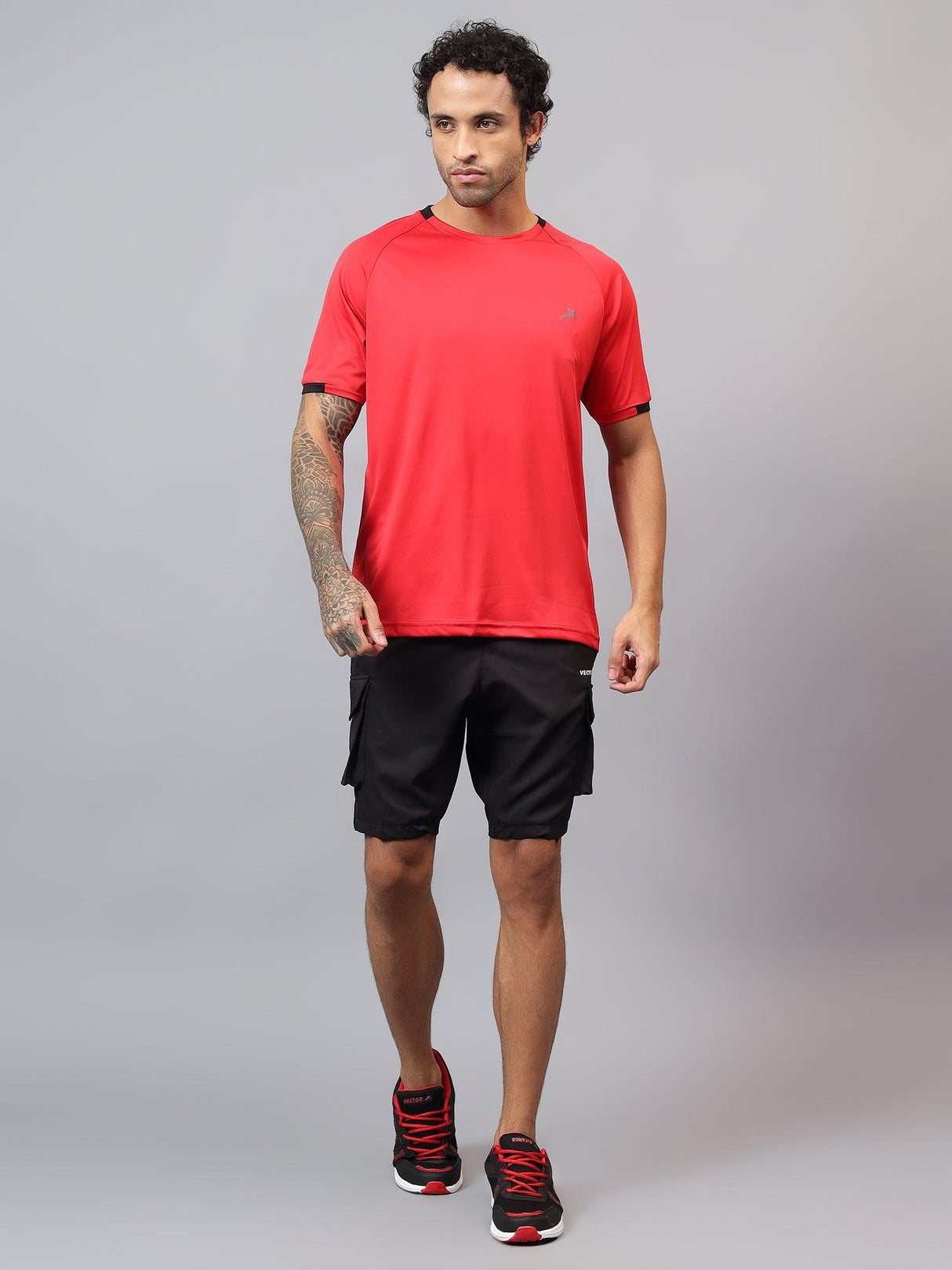 Vector X Solid Men Black Cargo Shorts 2 Side Zipper Pocket Made with Polyester
