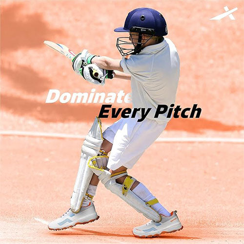 Vector X Swing 2.0 Cricket Shoes for Men & Boys Sports Shoes Lightweight Upper with TPU Fusing, EVA Midsole with Rubber Oustole Cricket Practice/Professional (Whie-Orange)