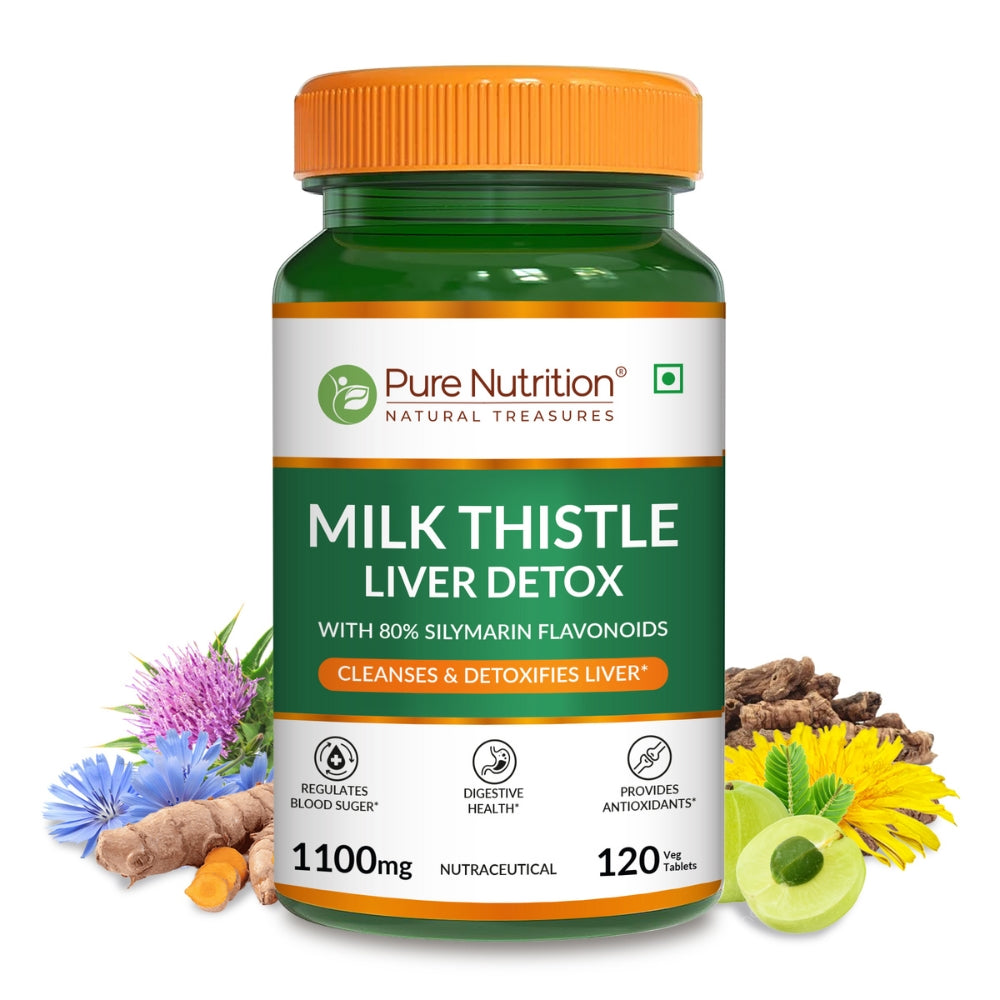 Milk Thistle Silymarin 1100mg Tablets | Liver Cleanse & Detox Support Formula | 120 Tablets - Nutrition by Pure Nutrition