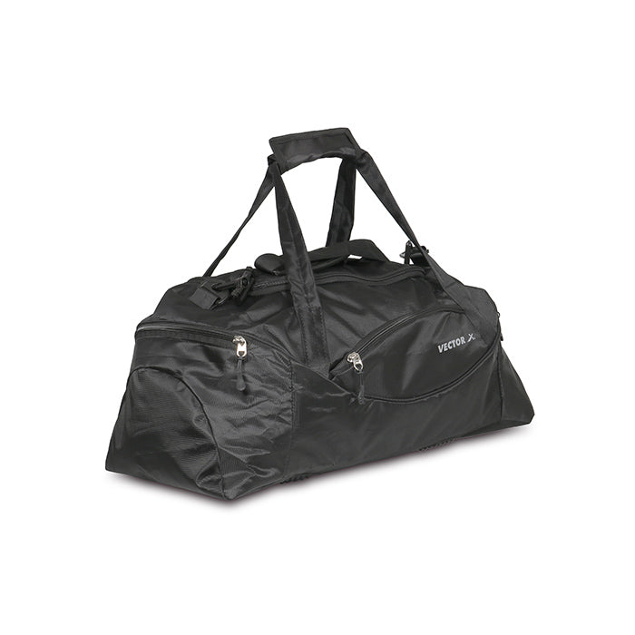 Vector X Calibre Polyester Material 43 Litre - Multi-Purpose Sports Team Kit|Gym Duffel Bag|Spacious Main Compartment|Fitness Travel Luggage Shoulder Bag -Adjustable Handles Strap (Black) Size 61 X 27 X 26 Cm