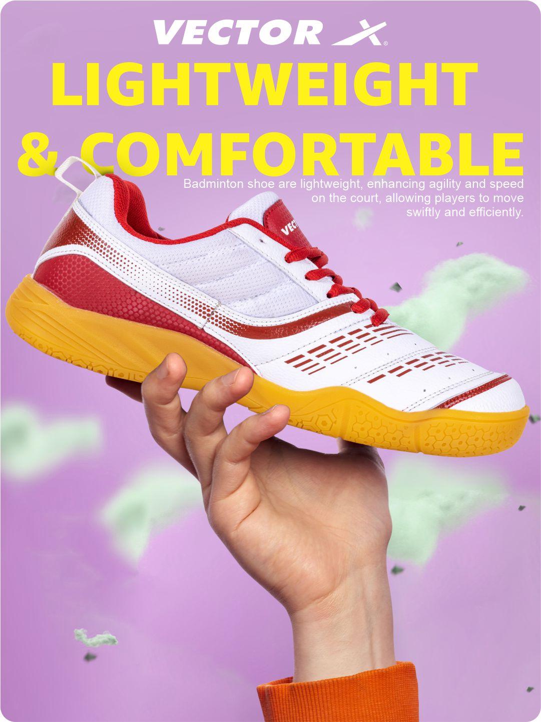 VECTOR X Ranger 7.0 Power Cushion Rubber Outsole Synthetic Mesh Badminton Shoes for Men Lightweight & Comfortable