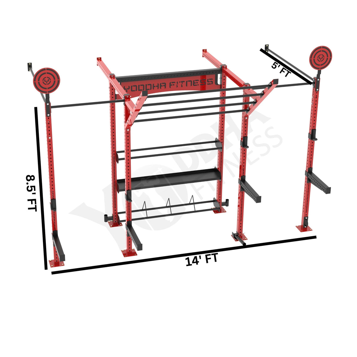 Wall Mounted CrossFit Rig - 14 FT With Storage