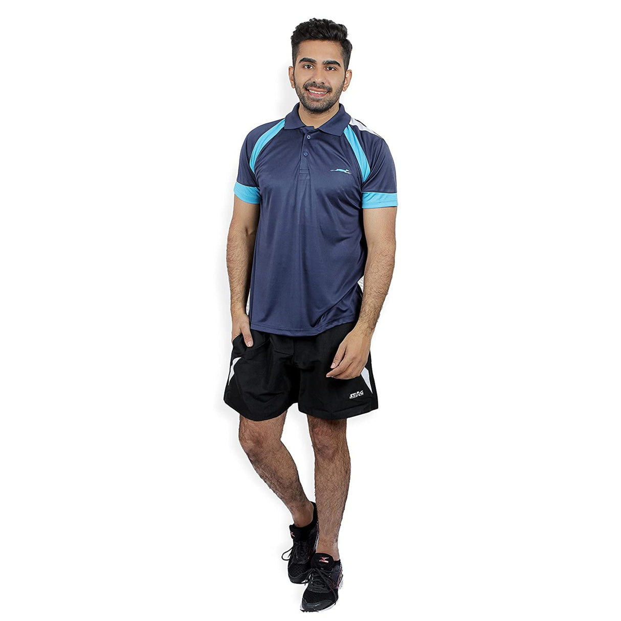 STAG GLOBAL Pro-X Navy Blue | Men's Solid Regular Fit Polo T-Shirt | Sports & Casual Wear