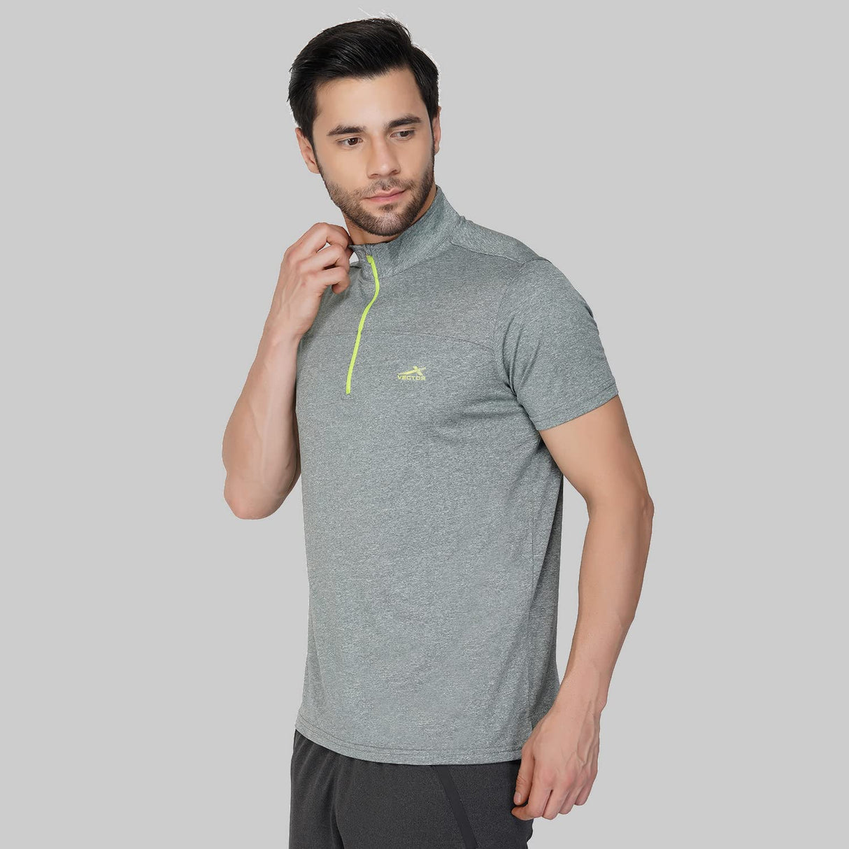 Vector X Mens Gym Fitness Body Fit Ban-collar T-shirt Jersey