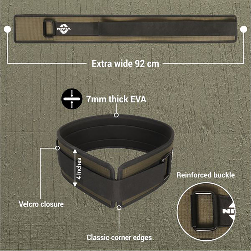 Nivia 4" Straight Support Wide for Weightlifting Gym Belt